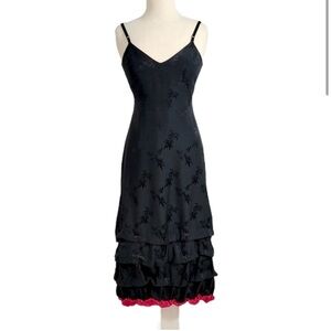 Sue Wong Black Silk Tiered Formal Prom Dress